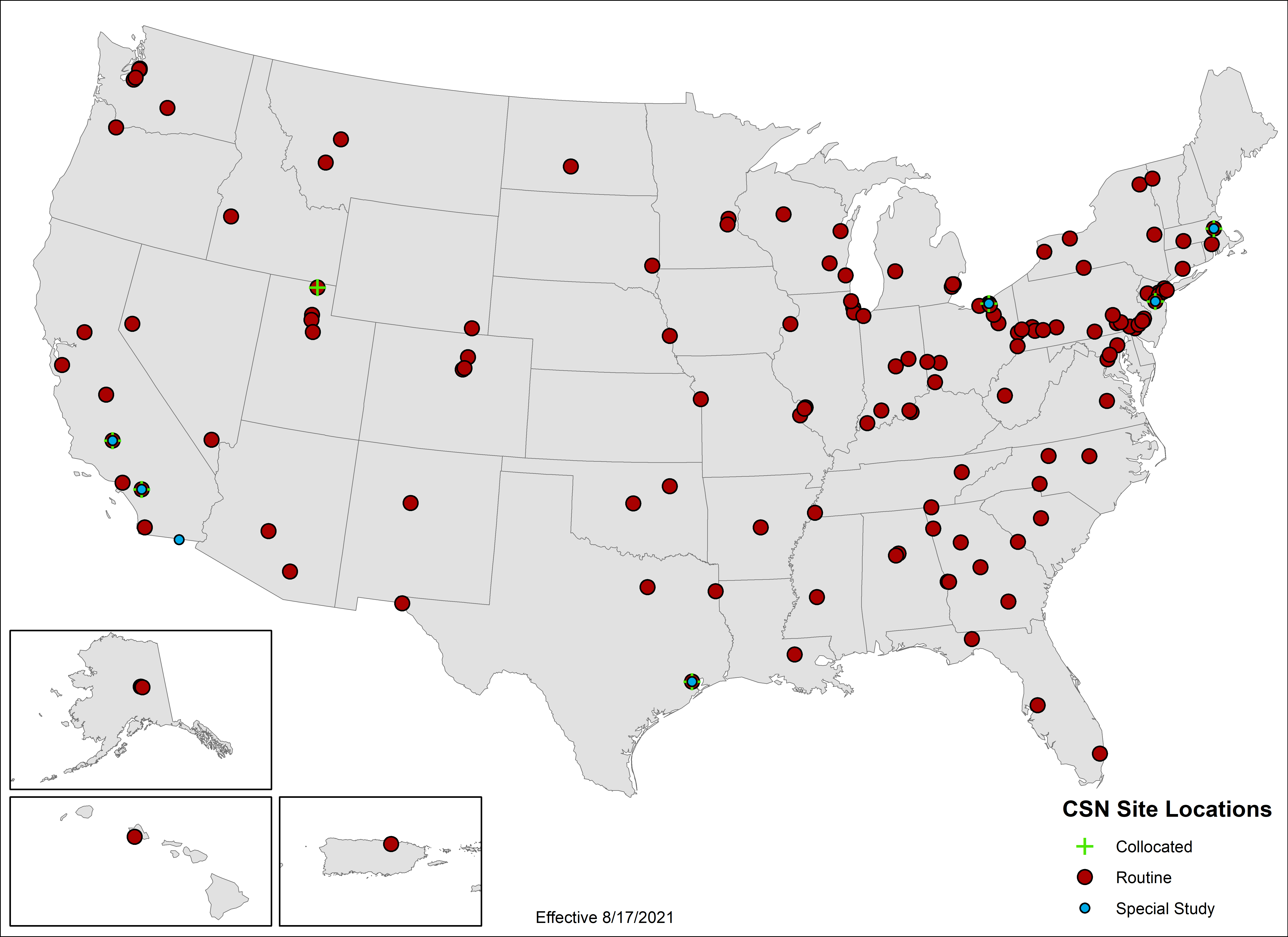 Image: map of CSN site locations across the United States.