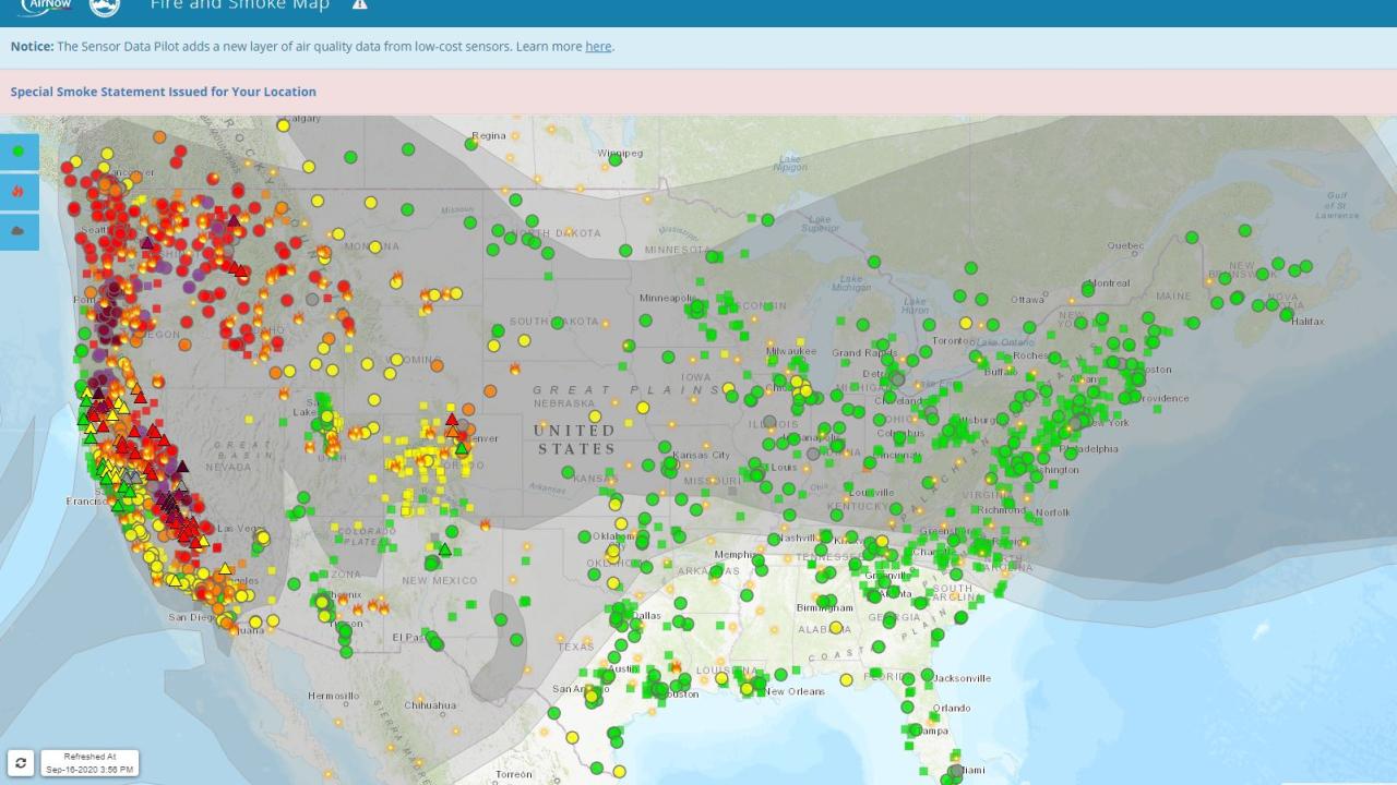 AirNow Smoke and Fire Map