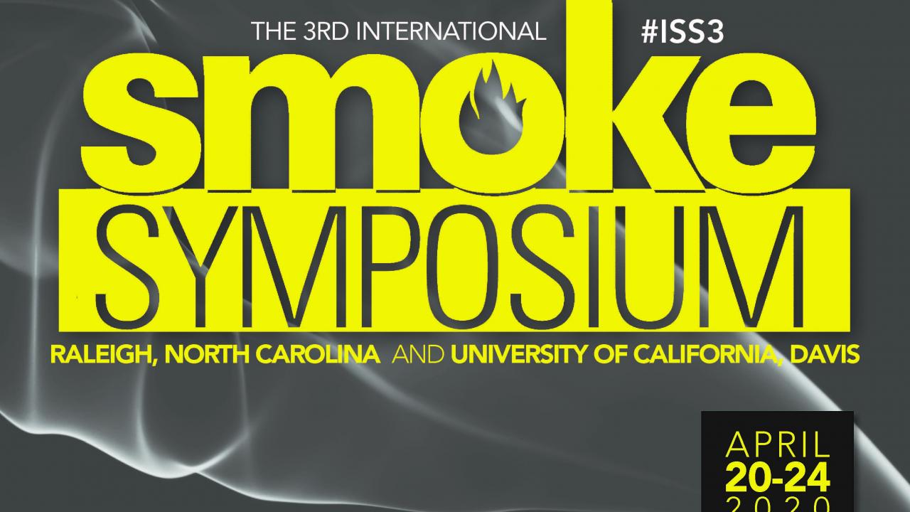 Image: title "smoke symposium" in yellow lettering against a gray background.