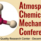 Image: poster for Atmospheric Chemical Mechanisms Conference, featuring a molecule against a yellow background.